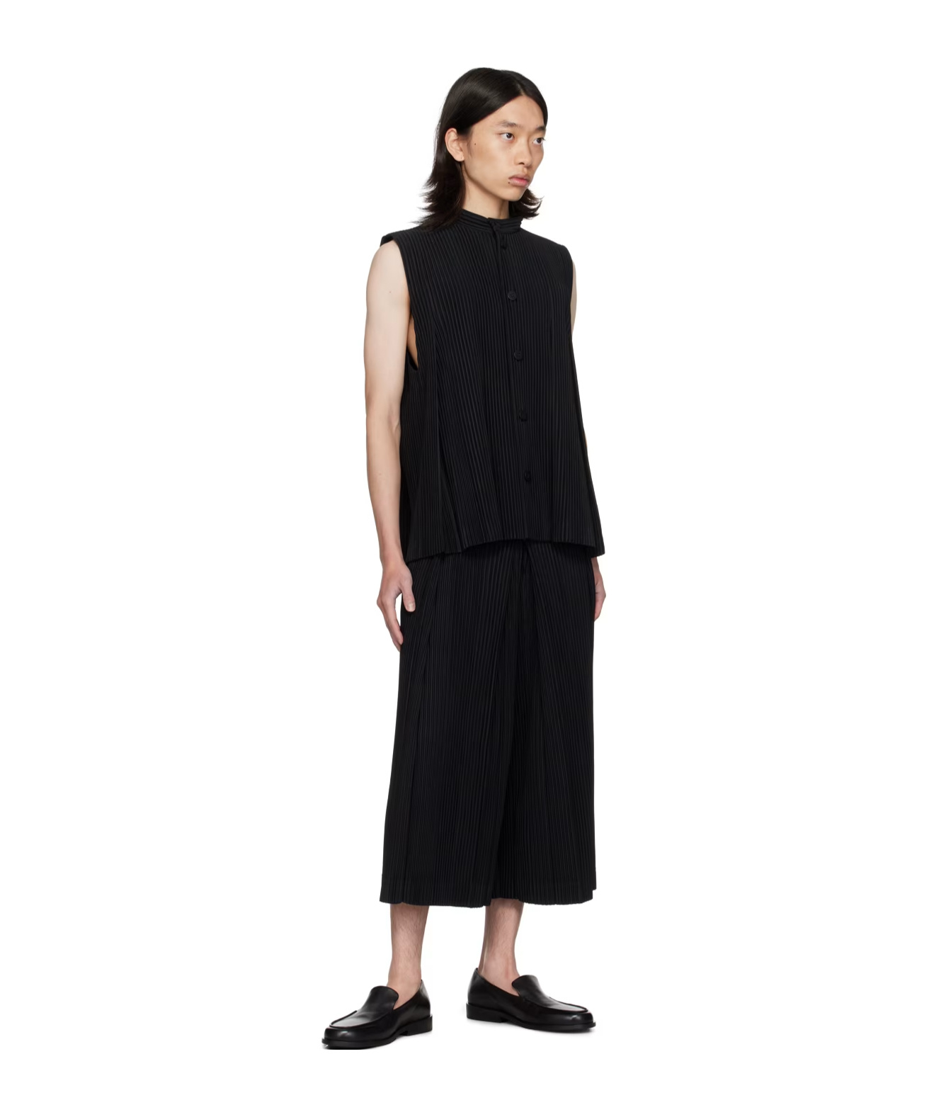 Shop Issey Miyake Plissé Gilet In Black