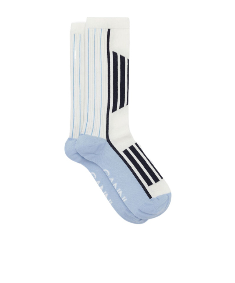 Ganni Striped Ankle-length Socks In White
