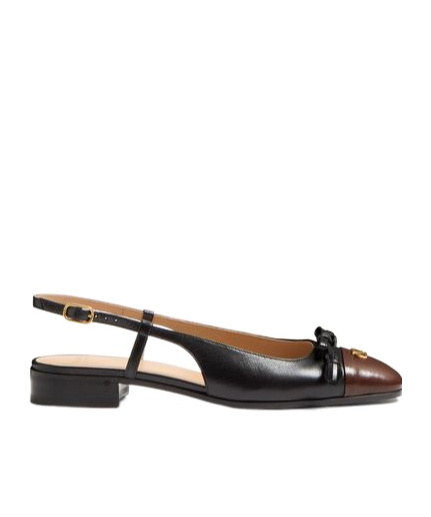 Valentino Valet Du Roi Leather Slingback Ballerina Flat In Black/coffee