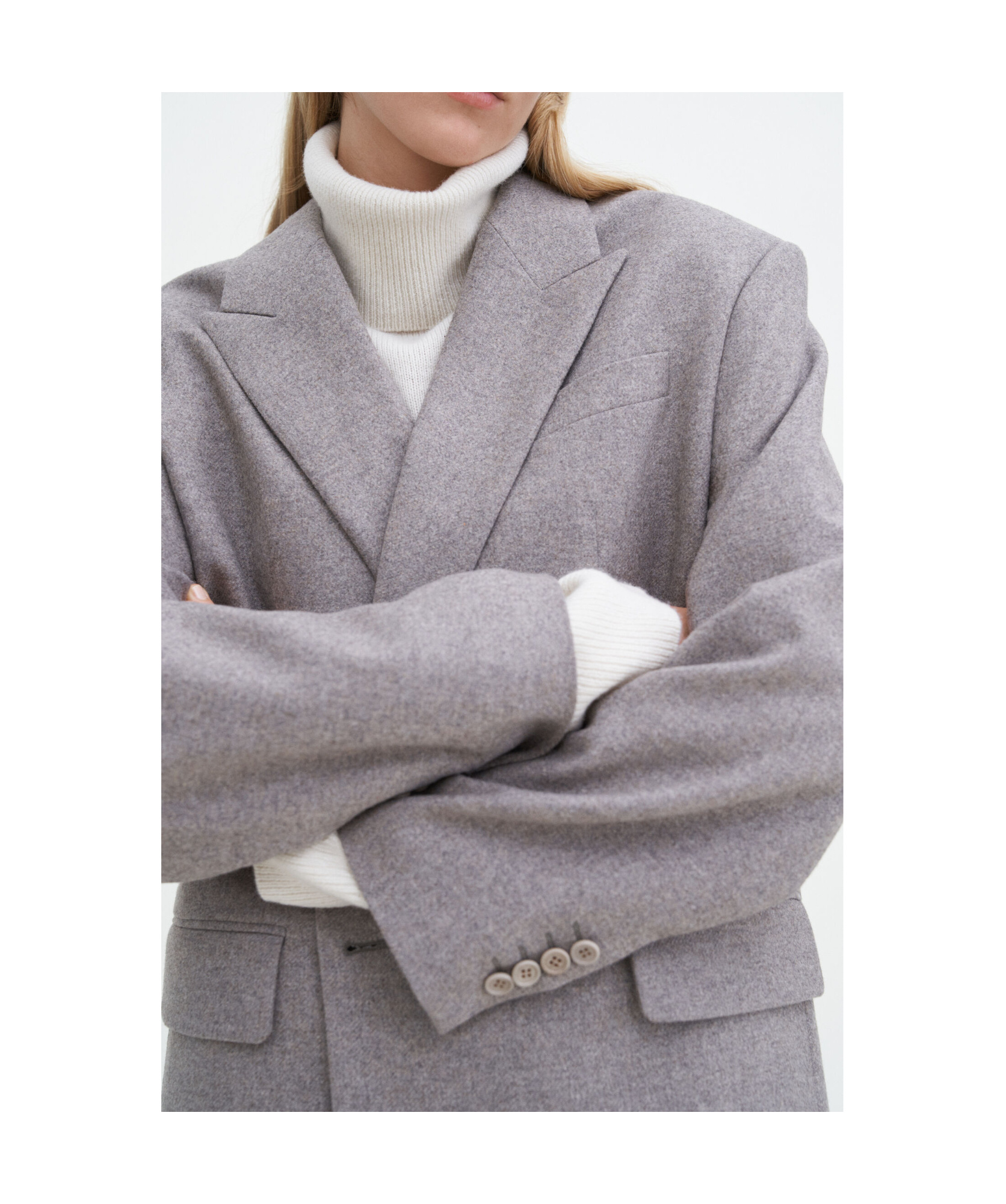 Filippa K Double-breasted Blazer In Gray
