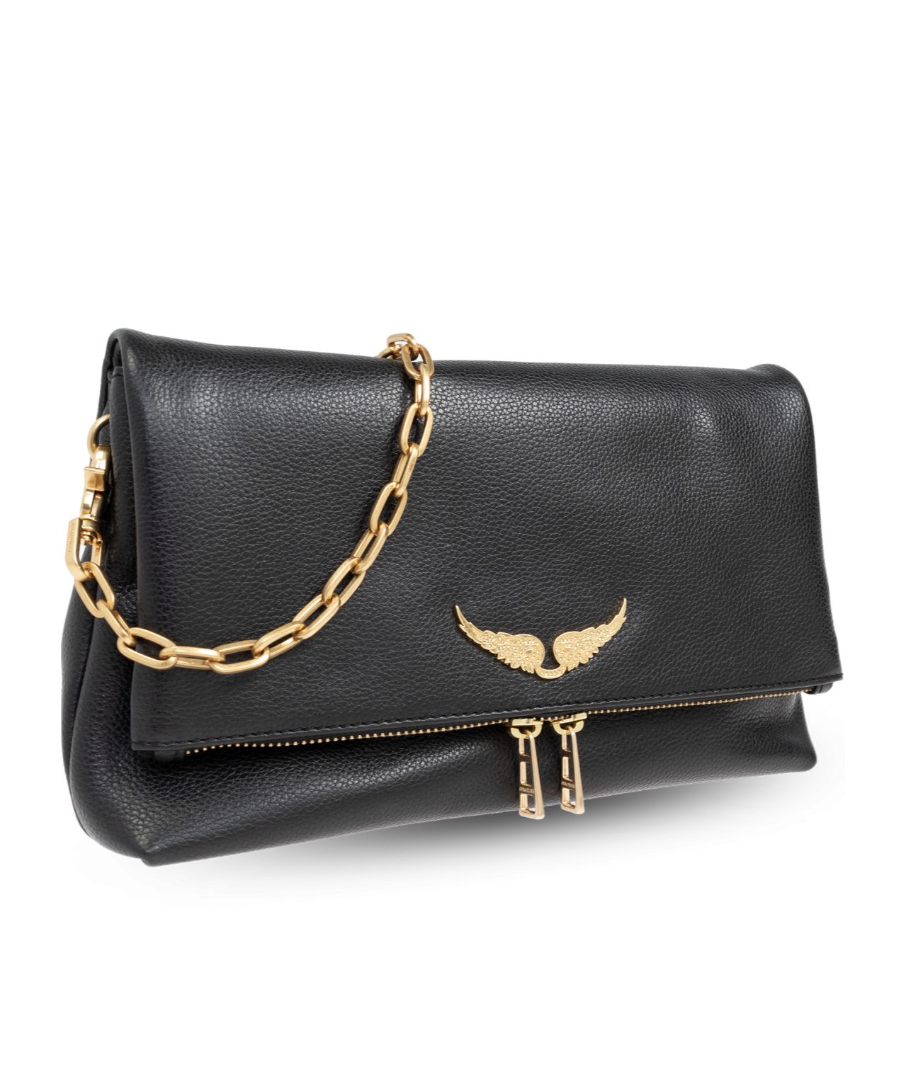 Shop Zadig & Voltaire Logo-plaque Leather Shoulder Bag In Black