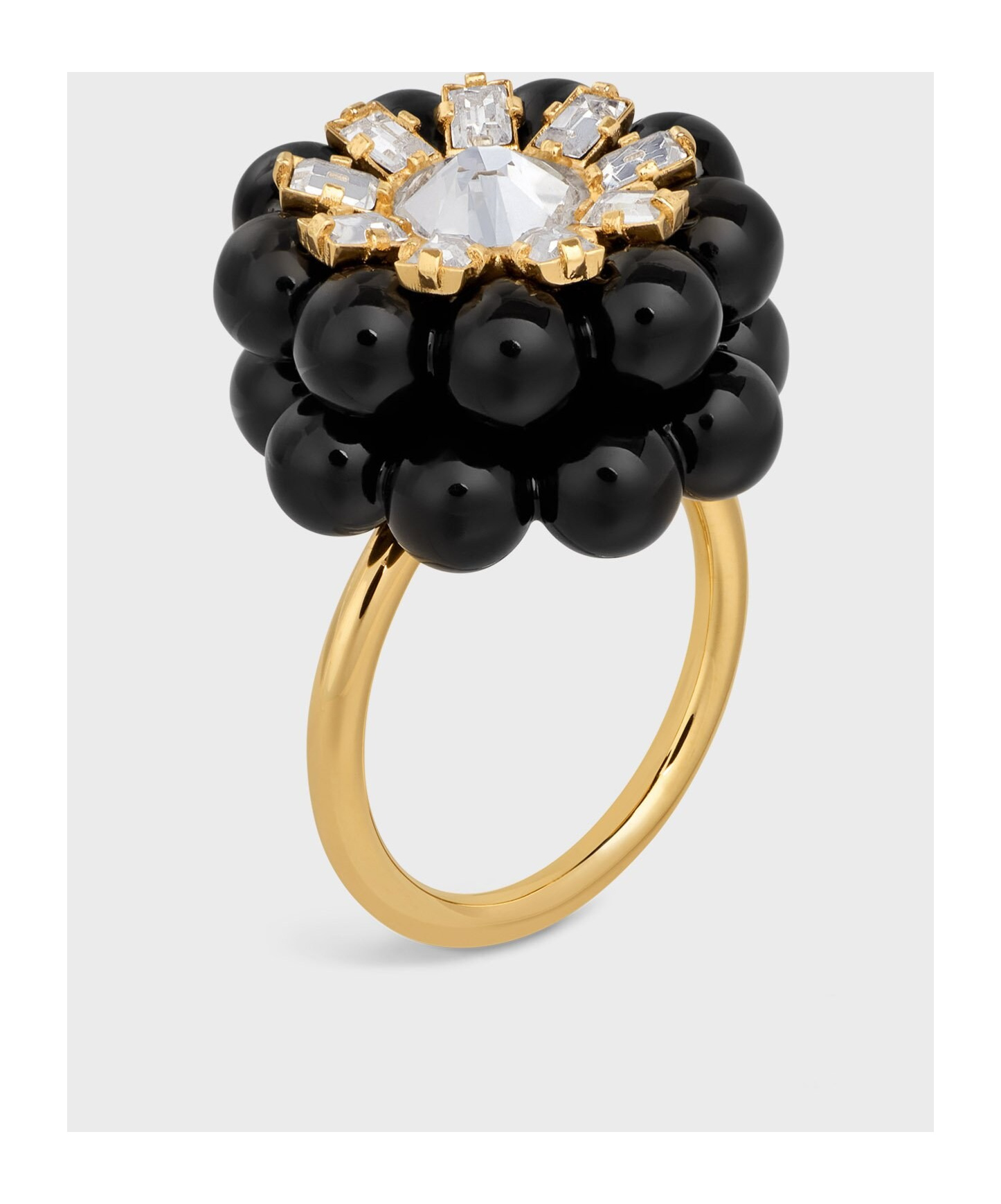 Celine Heirlooms Mûre Ring In Strass, Varnish And Brass With Gold Finish In Gold/black