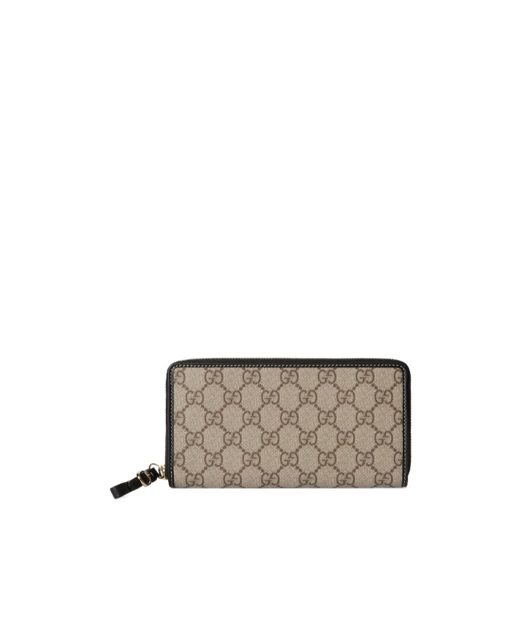 Gucci Gg Emblem Series Full Zipper Wallet In Nude