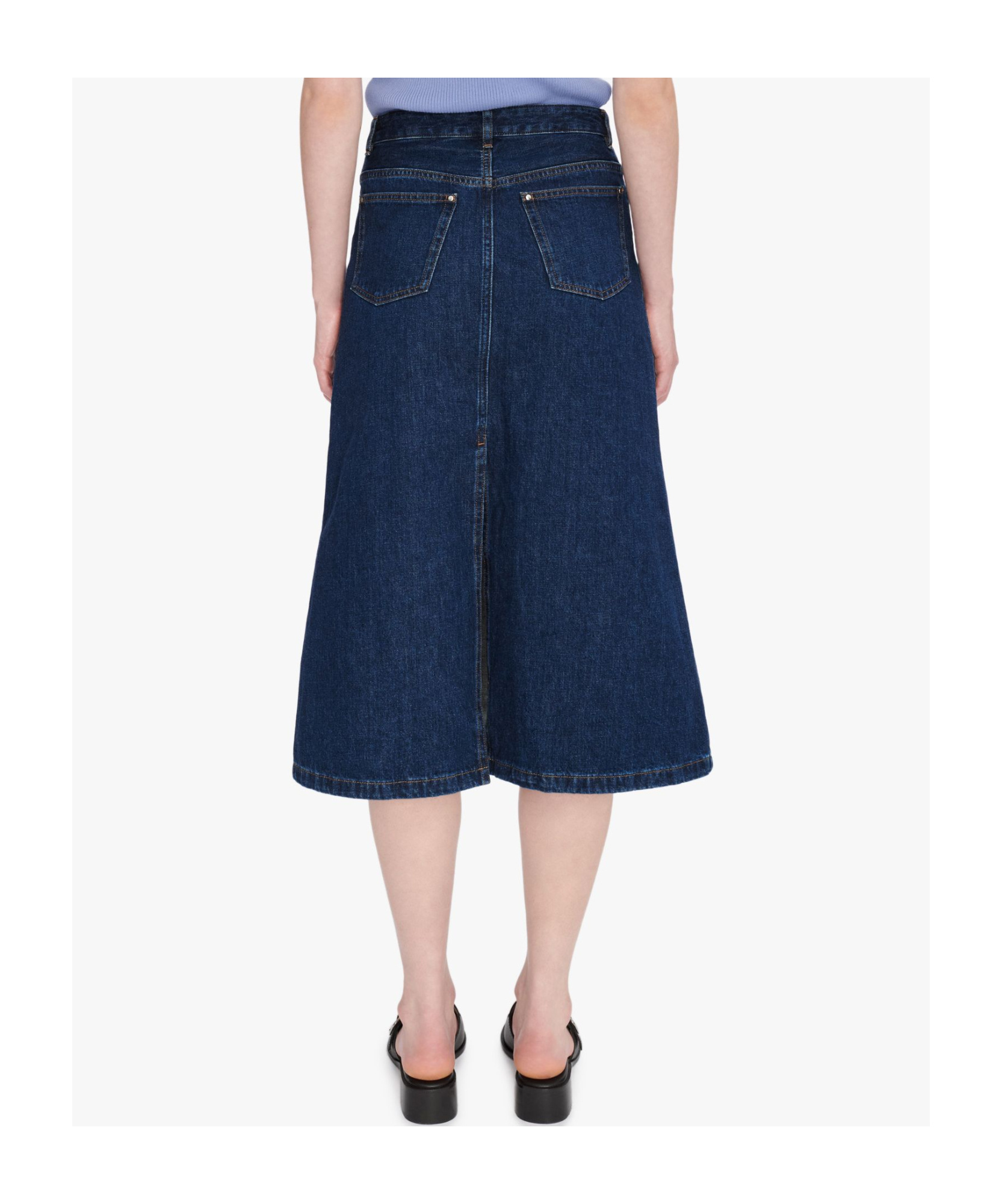 Apc Indigo Redwood Denim Midi Skirt In Blue