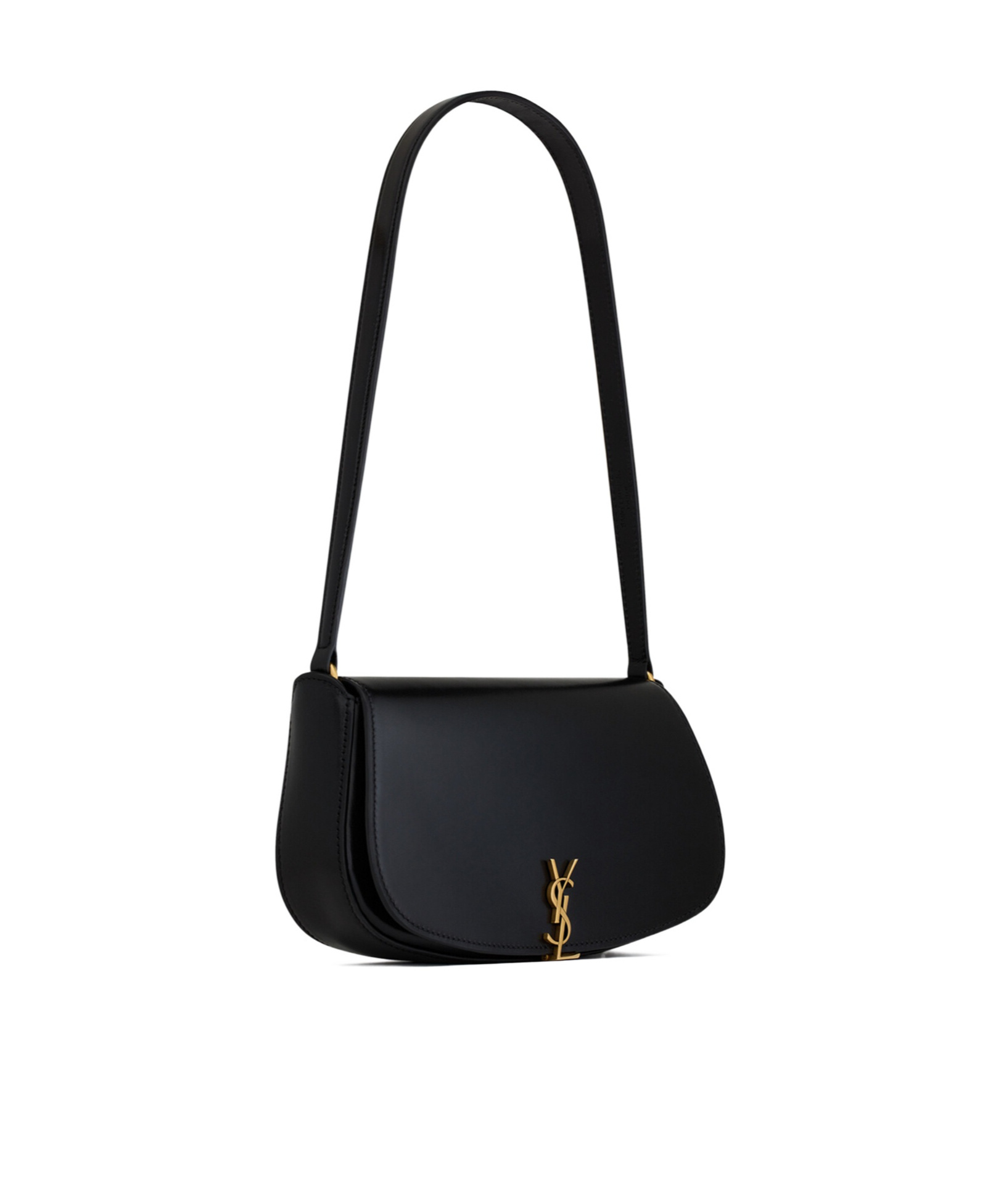 Saint Laurent Voltaire In Box Curved-handle Leather Shoulder Bag In Black