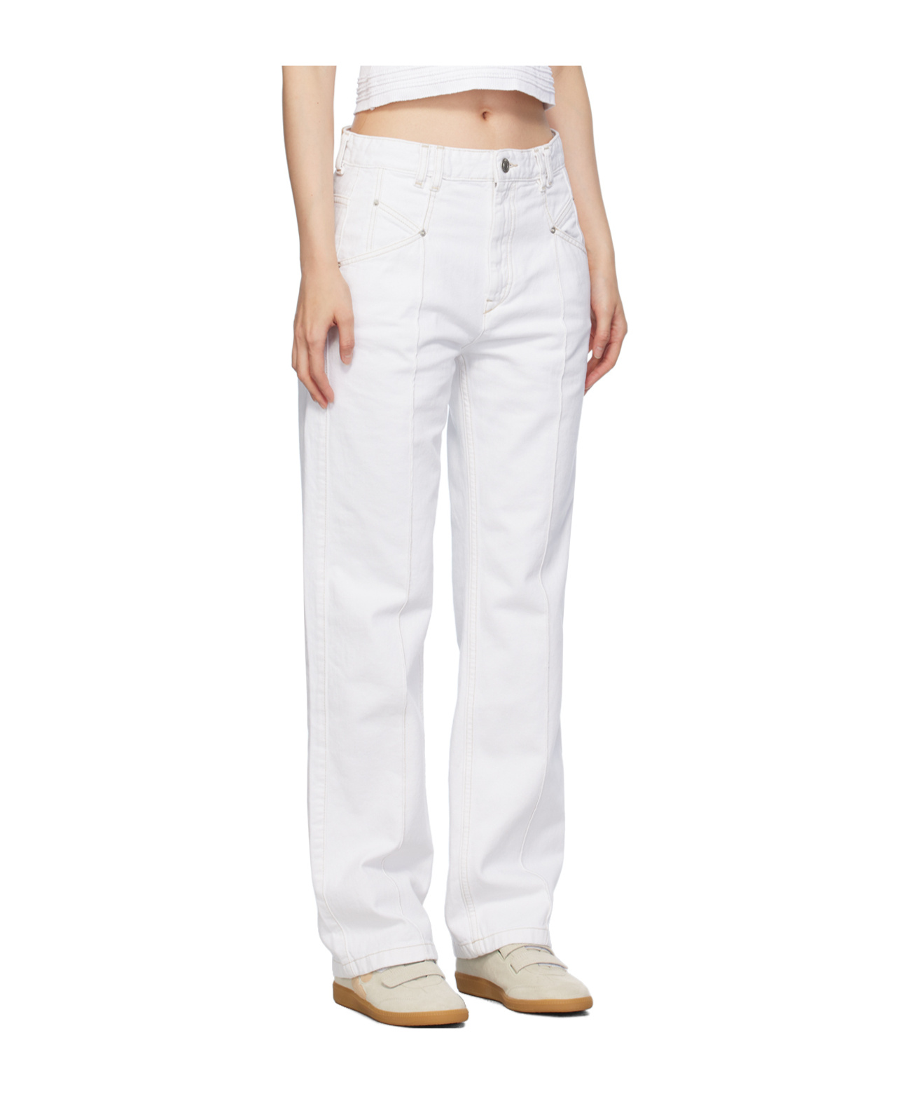Isabel Marant Belt-loop Jeans In White