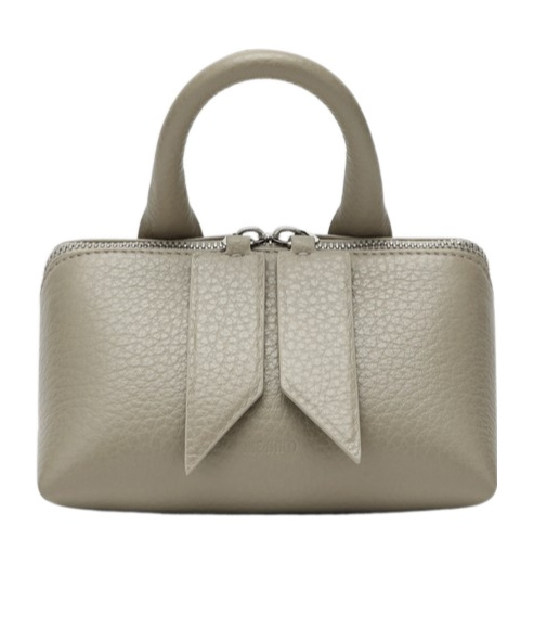 Attico Mini Friday Bag Top Handle Textured Finish In Gray