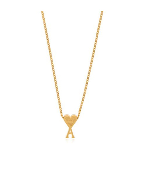 Ami Alexandre Mattiussi Ami Logo Pendant Necklace In Yellow