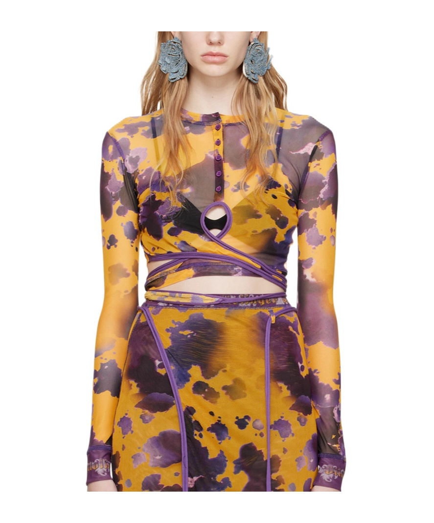Ottolinger Round Collar And Long-sleeved T-shirt In Multicolor