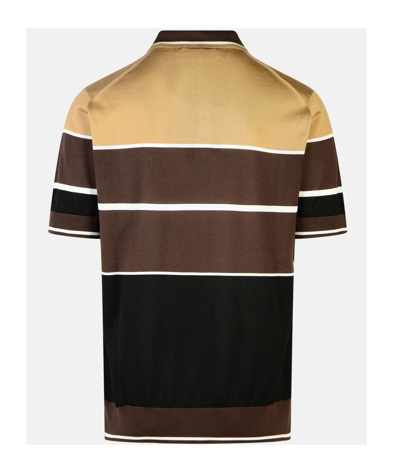 Shop Dolce & Gabbana Striped Silk Polo Shirt In Black