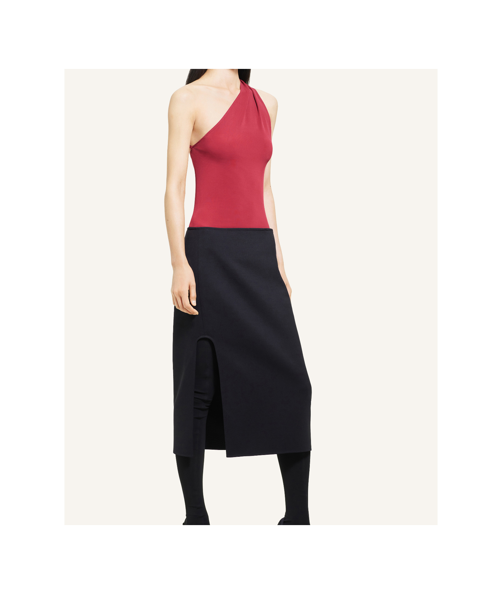 Courrèges Slash Asymmetrical Top In Garnet Red
