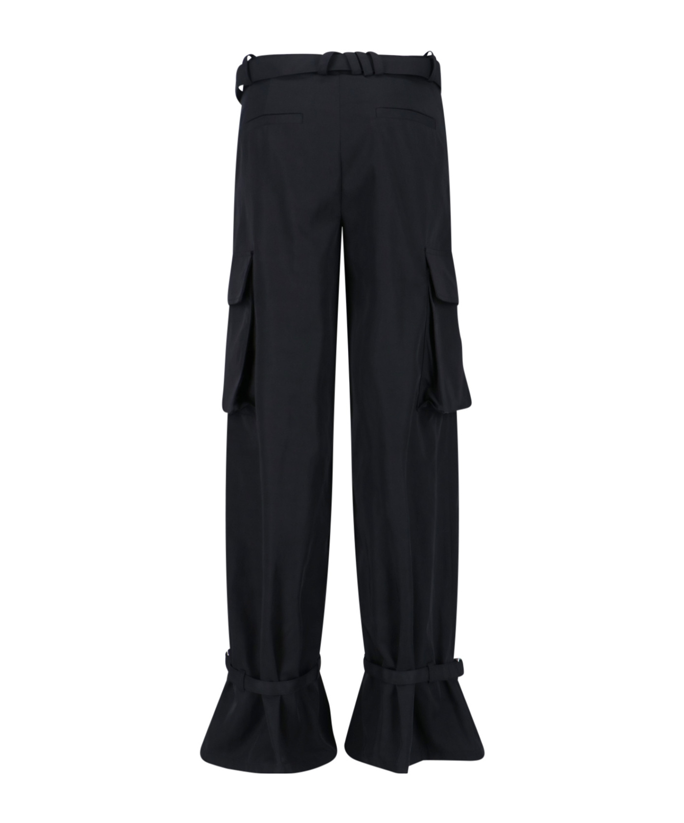 Attico Nylon Trousers Adjustable Cuffs Cargo Pockets In Black