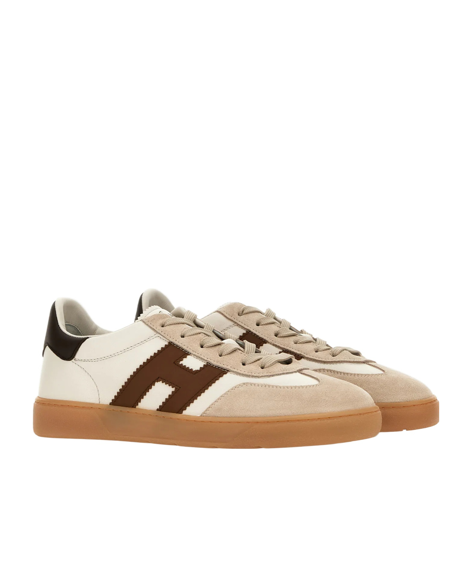 Hogan Cool Smooth And Suede Leather Sneakers Shoes In Brown