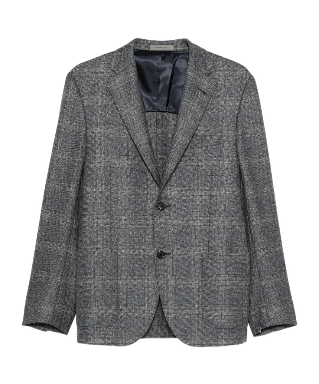 Corneliani Tailored Checkered Grey Blazer With Notch Lapels In Gray