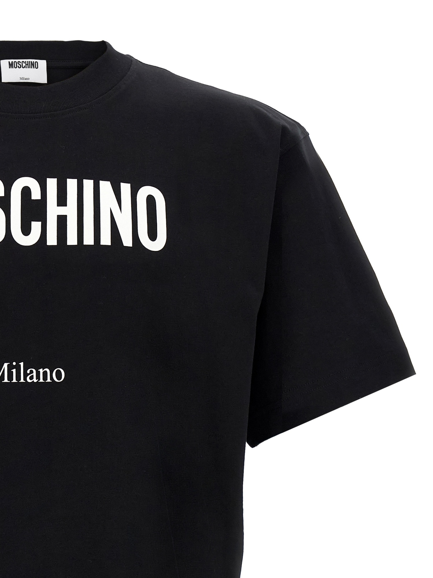 Moschino Crew Neck Graphic T-shirt With Short Sleeves In Black