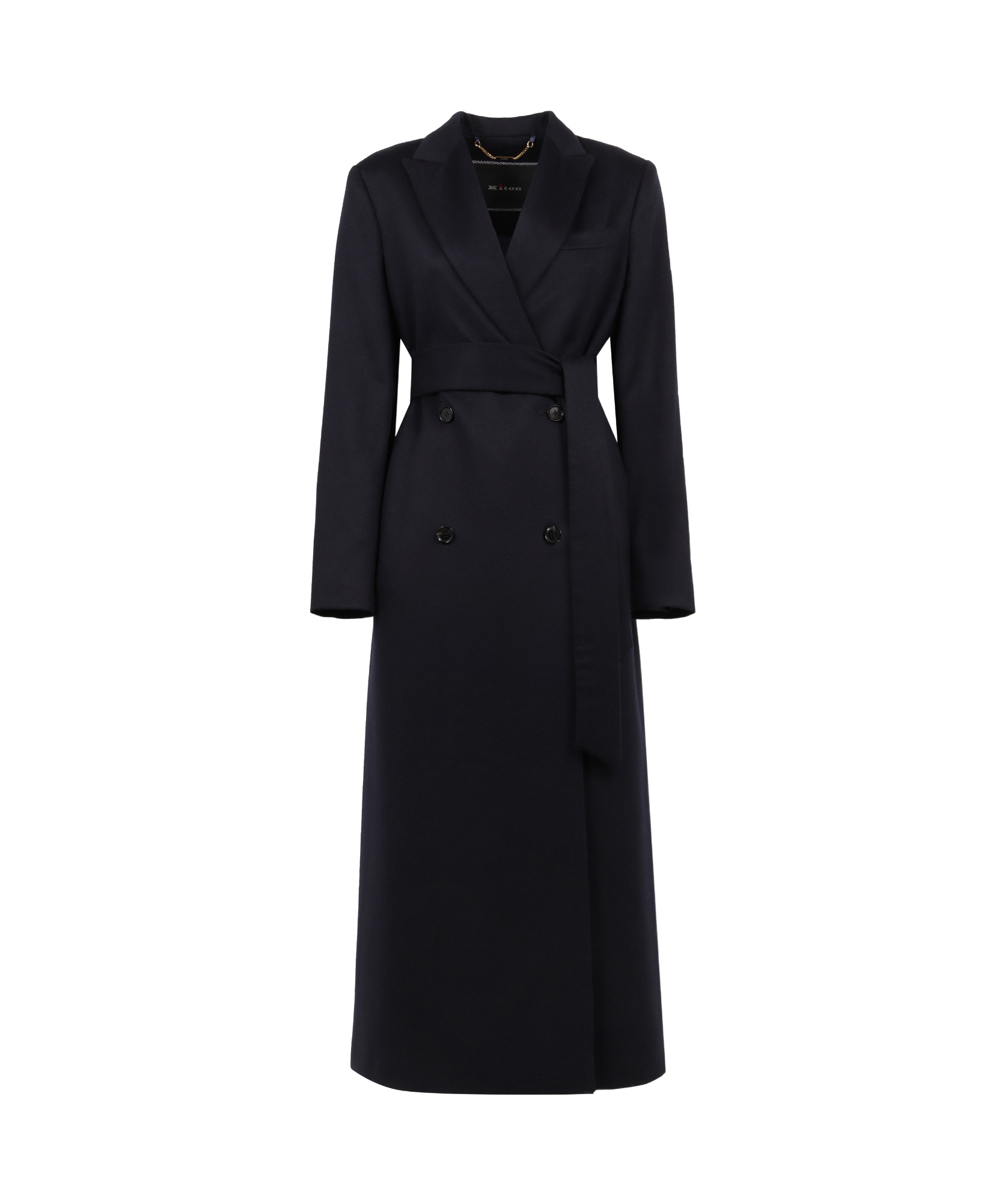Kiton Double-breasted Coat In Black