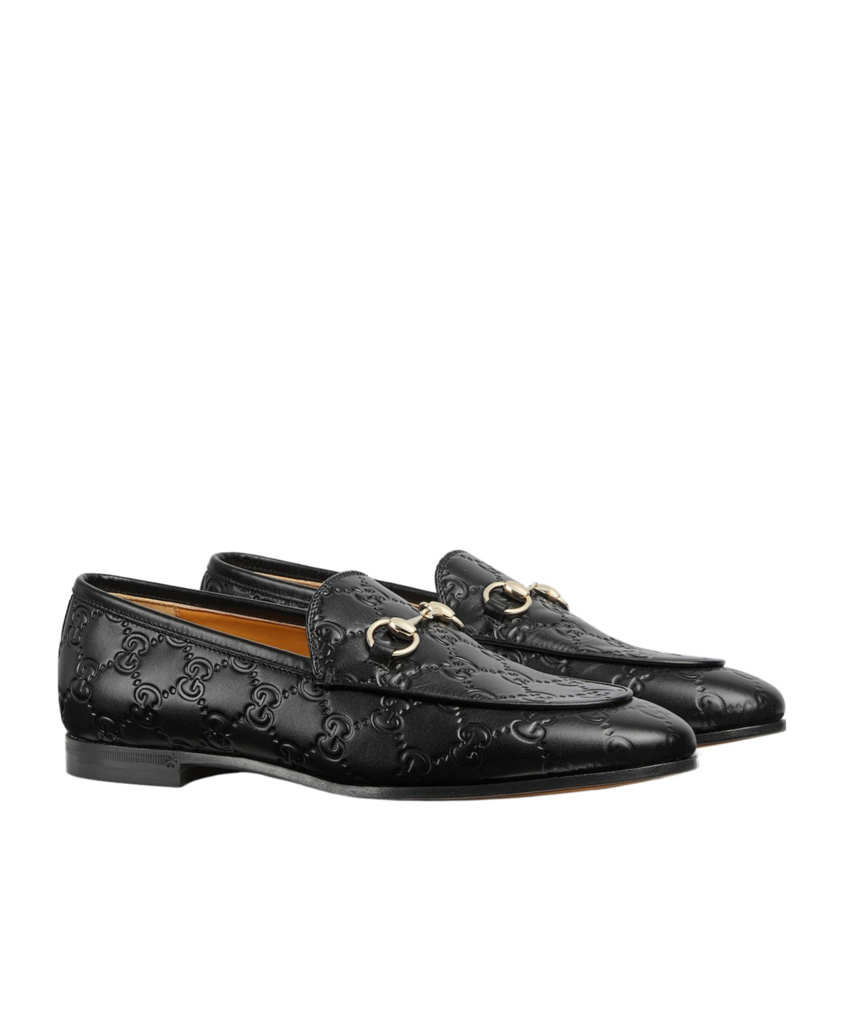 Gucci Jordaan Embossed Leather Loafers In Black