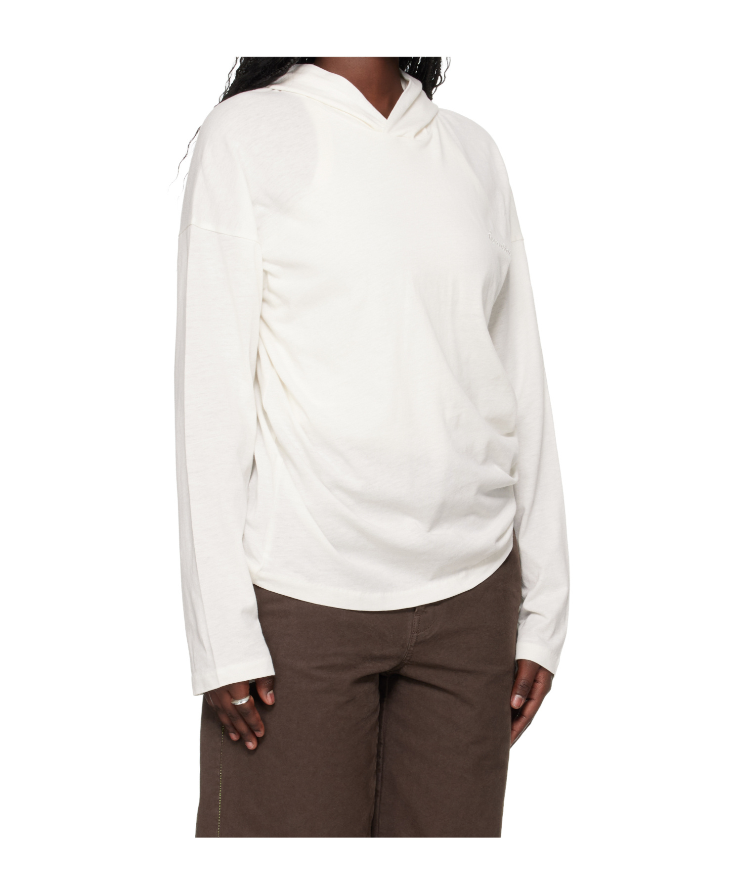 Essentials Womens Embroidered Classic Fit Hooded Long Sleeve In White