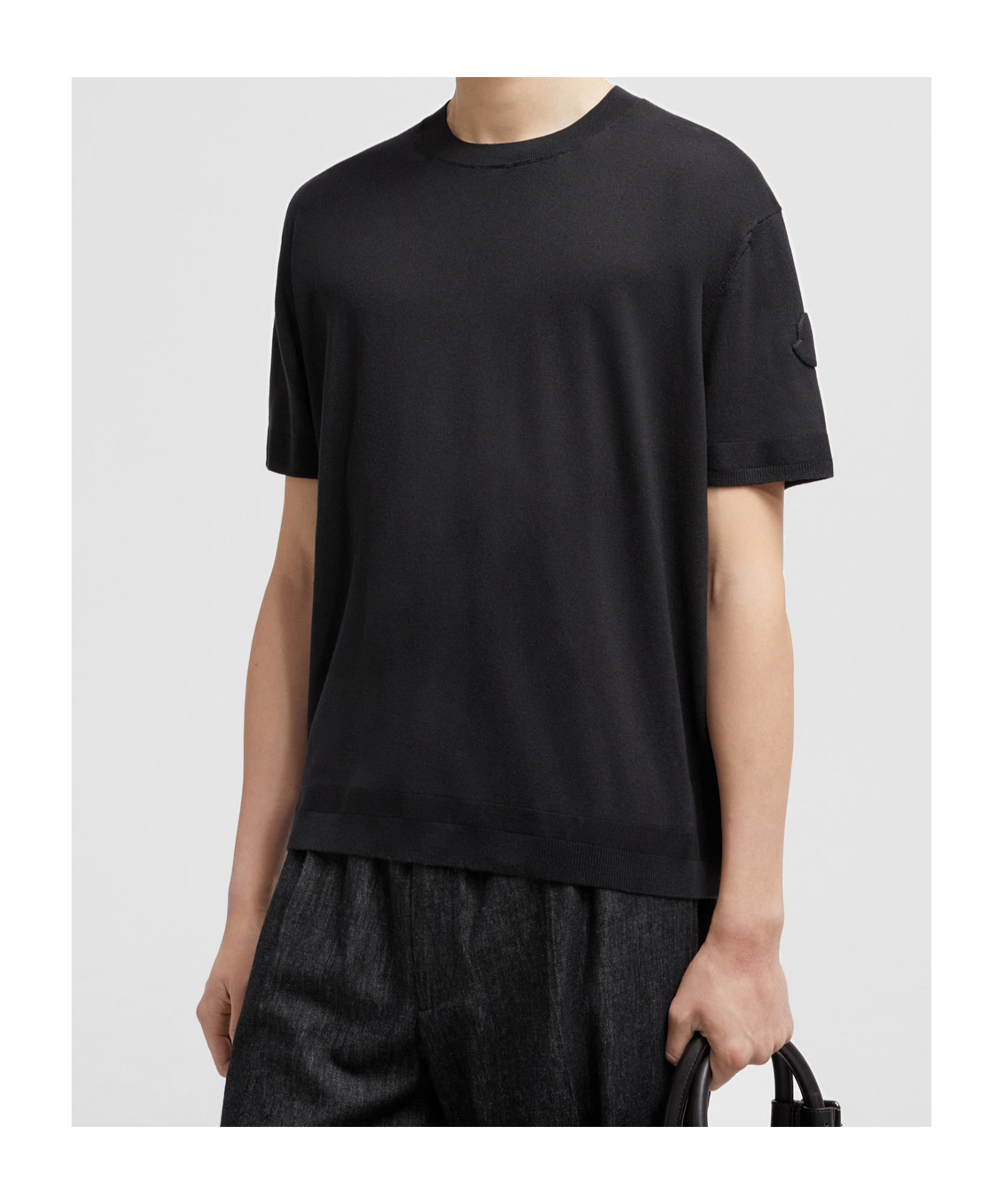 Moncler Crew Neck Patch Detail Short Sleeves T-shirt In Black