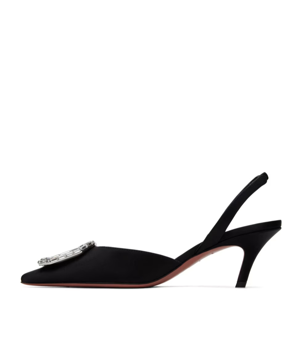 Shop Amina Muaddi Camelia 60 Sling High Heels In Black