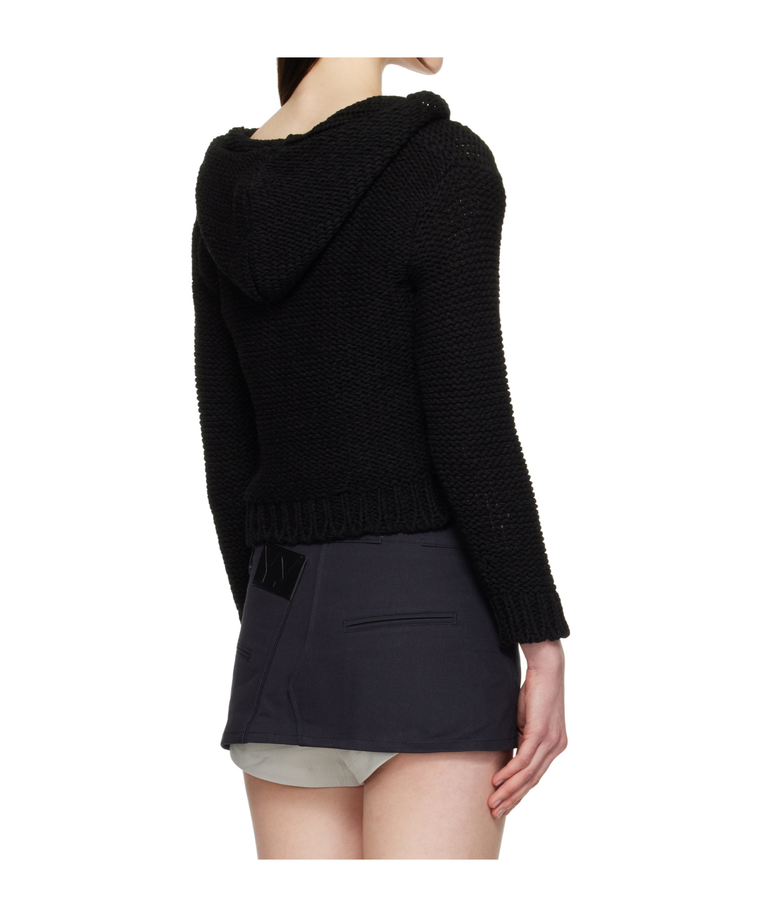 Open Yy Hooded Thick Cardigan In Black
