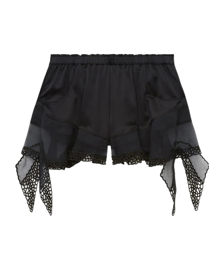 Isabel Marant Ildana Lace-trimmed Silk-blend Shorts In Black