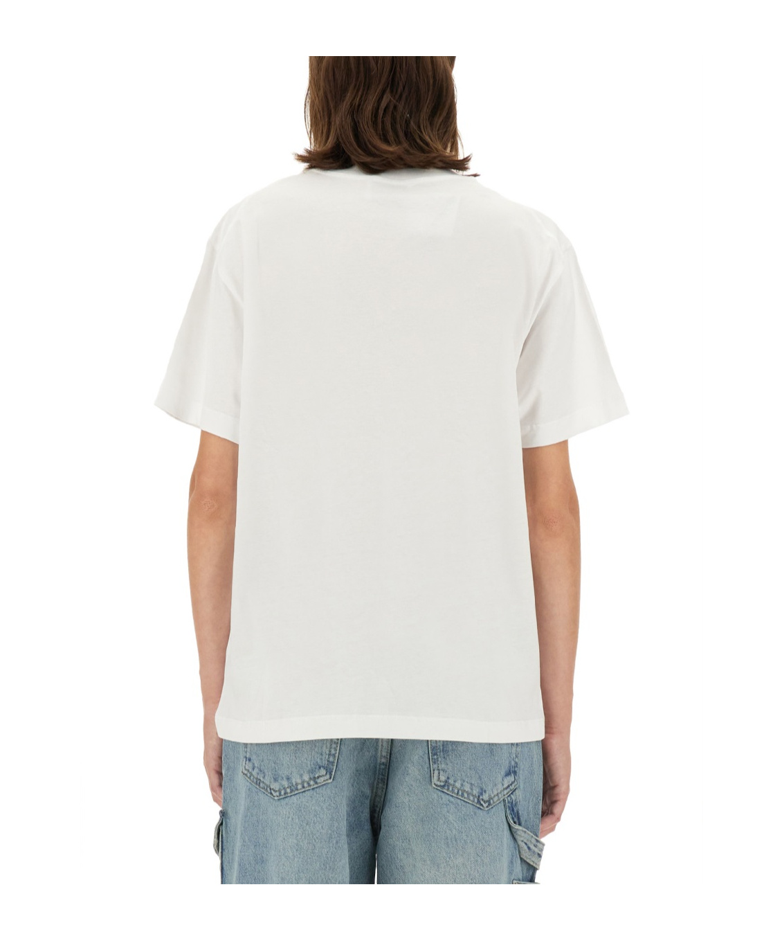 Moschino Ribbed Crew-neck Cotton T-shirt With Short Sleeves In White