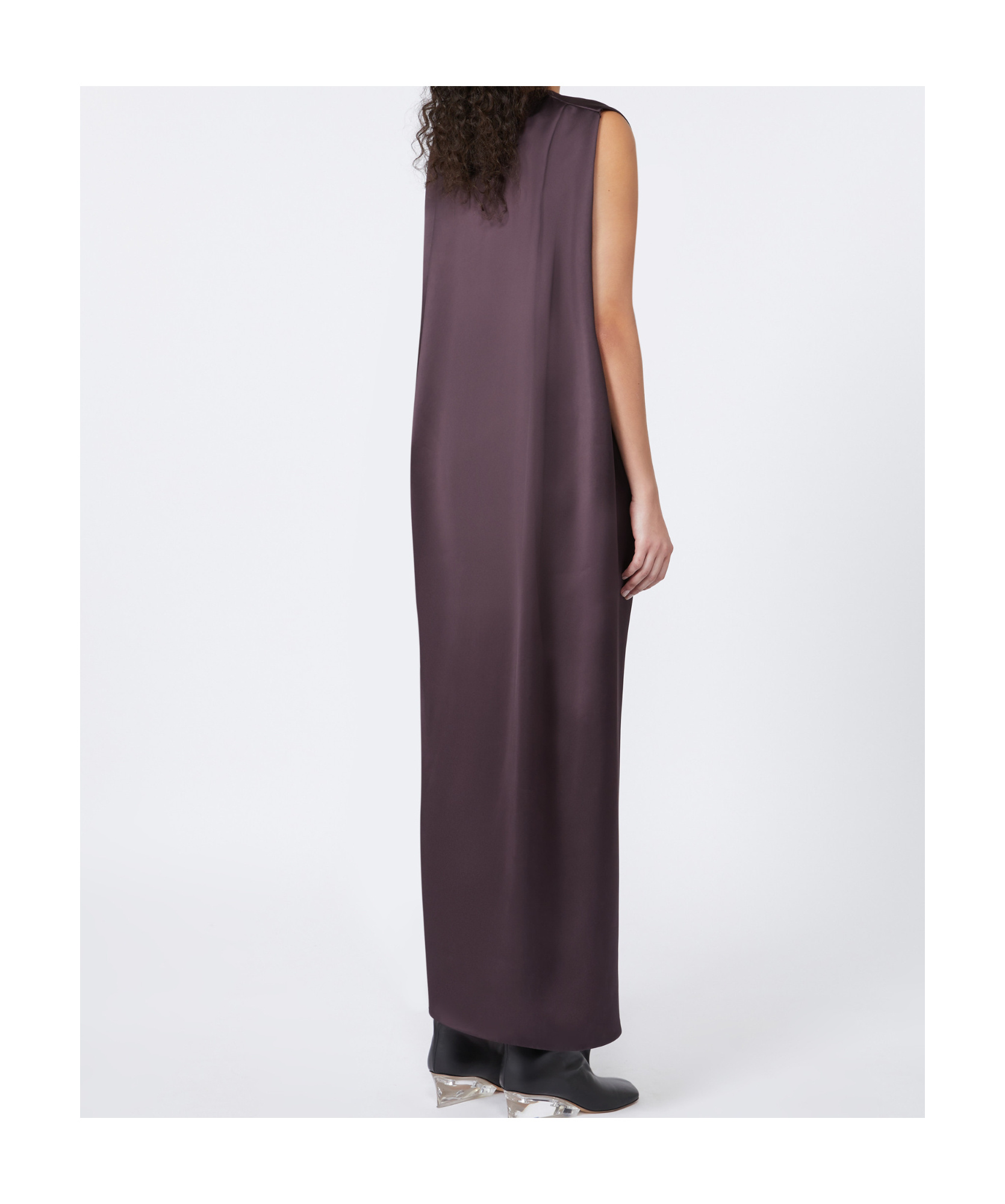 Sportmax Wraparound Satin Dress Side Slit In Brown