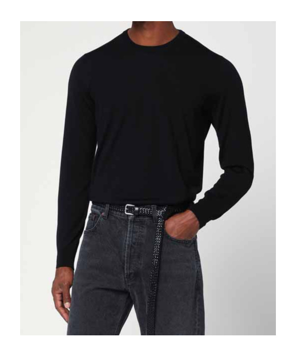Drumohr Round-neck Long-sleeve Sweater In Black