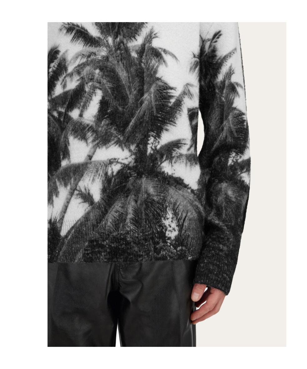 Ferragamo Crew Neck Sweater With Trinidad Print In White