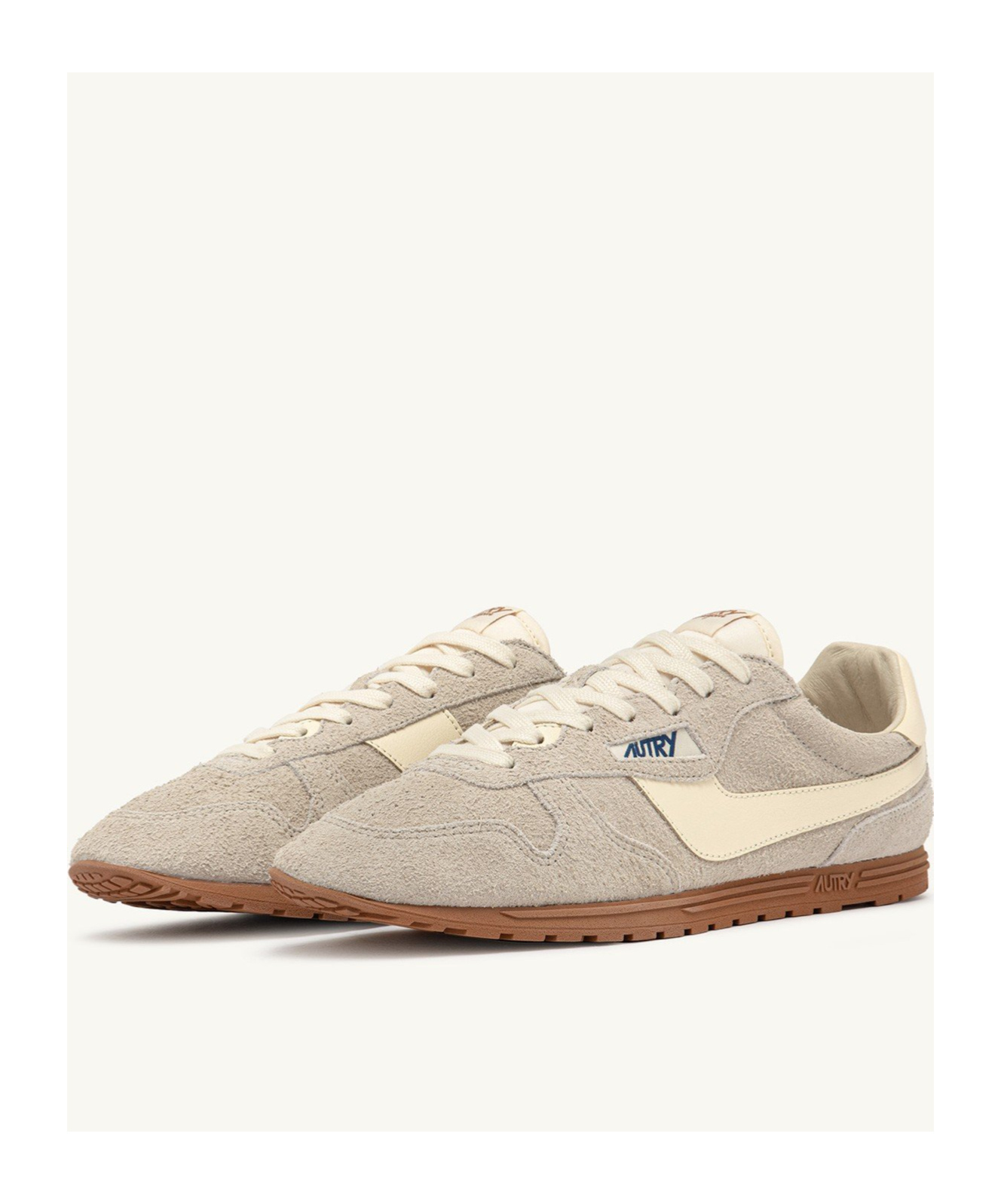 Autry 'windspin Low' Beige Sneaker With Logo On The Side And On The Heel In Suede Man In Neutral