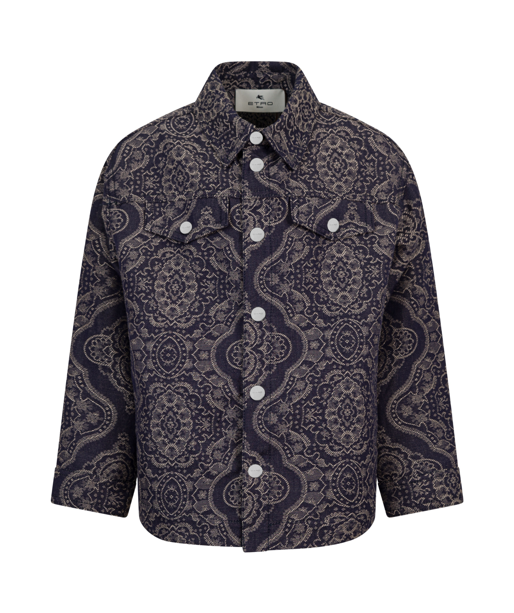 Etro Patterned-jacquard Shirt Jacket In Black