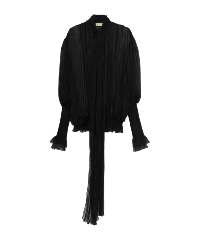 Blumarine Pleated Blouse In Silk Chiffon