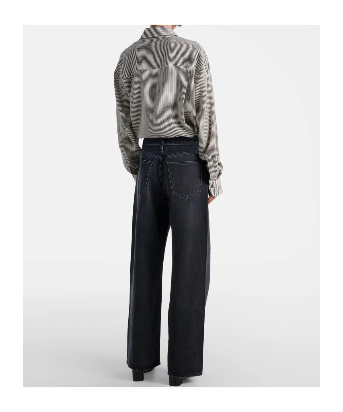 Agolde Low Slung Wide-leg Denim Trousers In Black