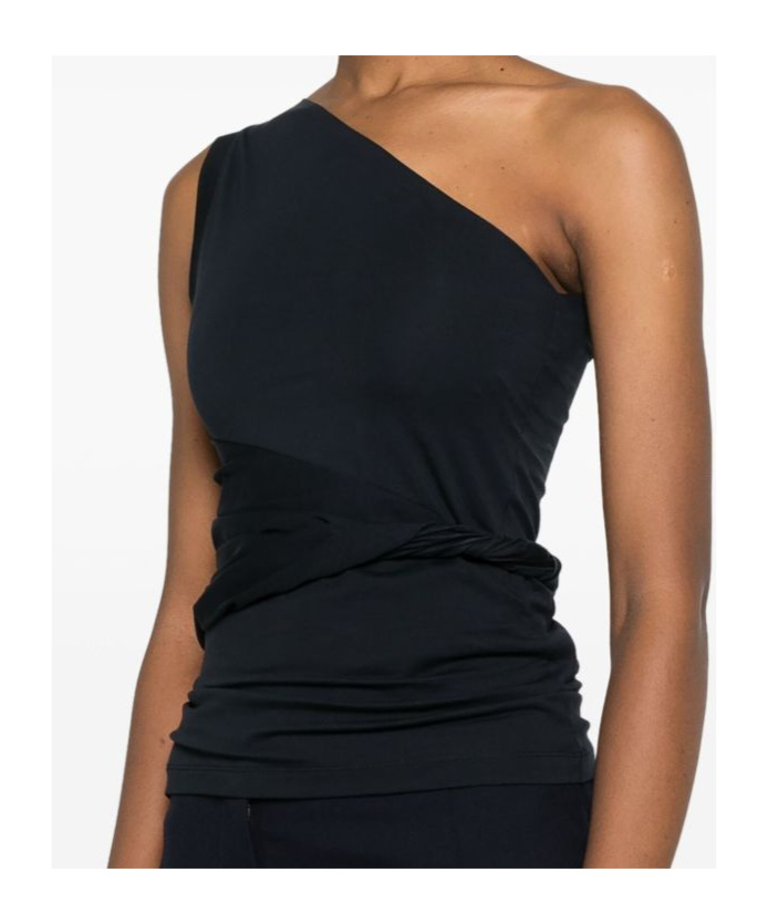 Patou One-shoulder Cotton Top In Black