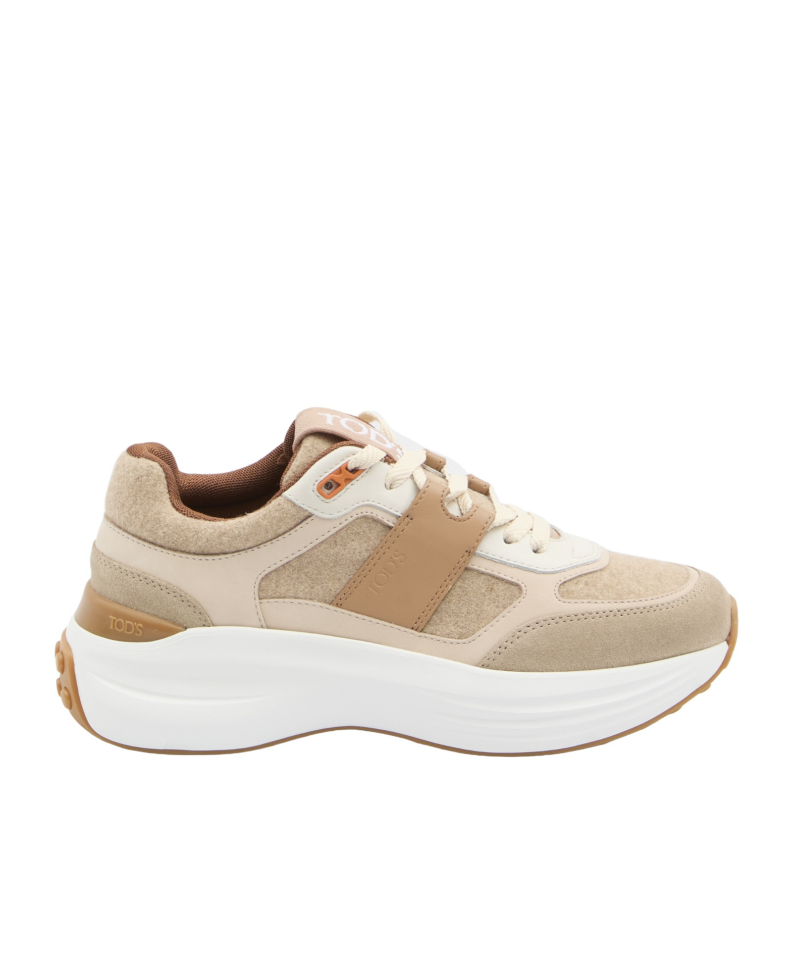 Tod's Sneakers In Fabric And Suede Leather In Brown