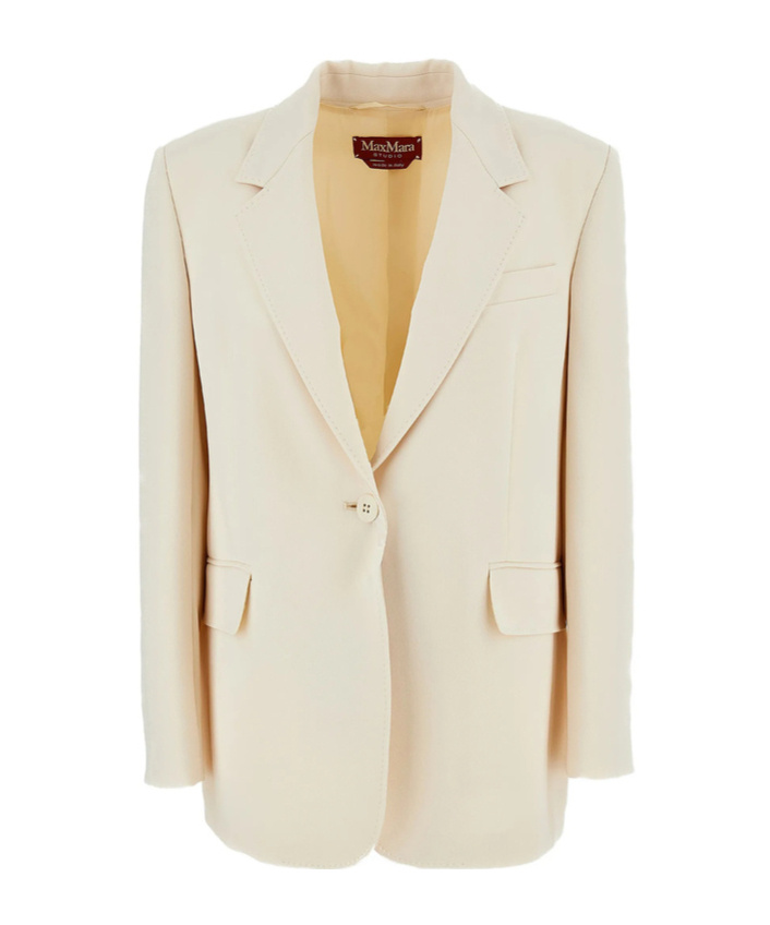 Max Mara Flap Pocket Button Jacket In White