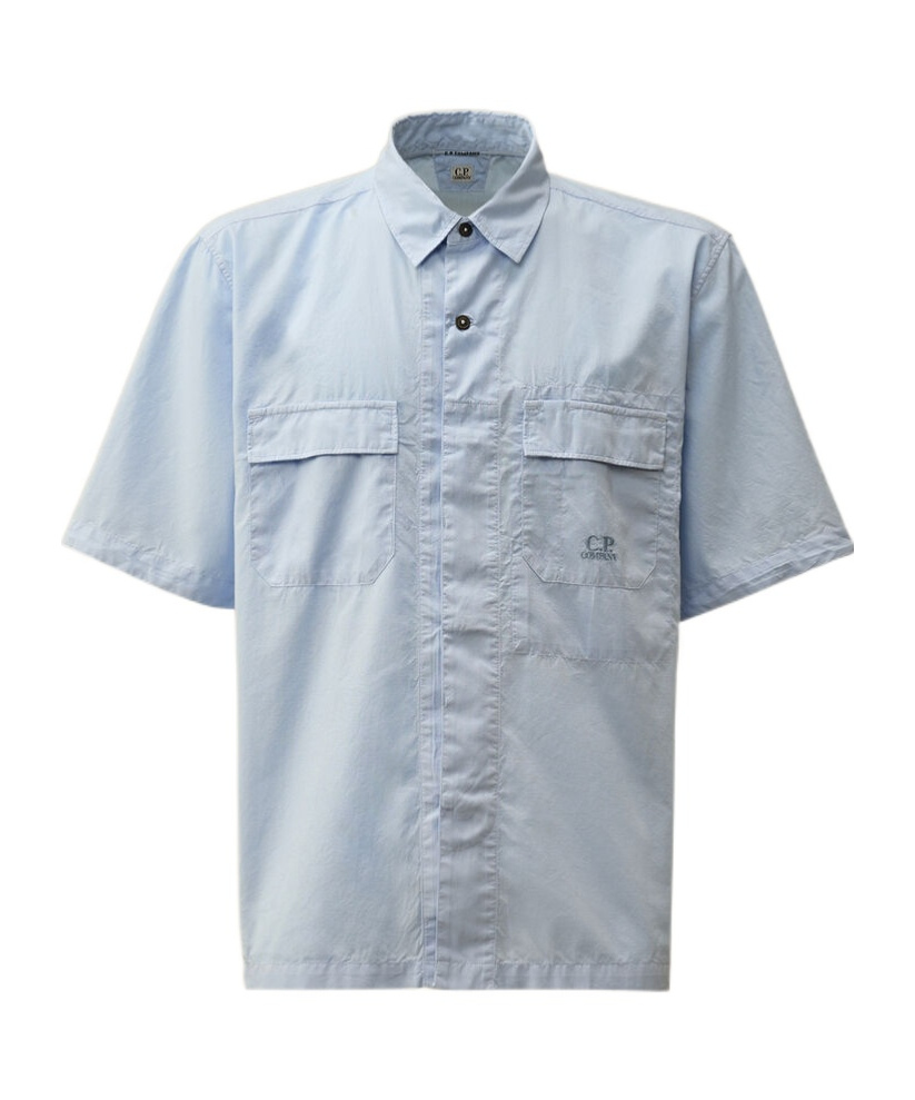 C.p. Company Logo-embroidered Shirt In Blue