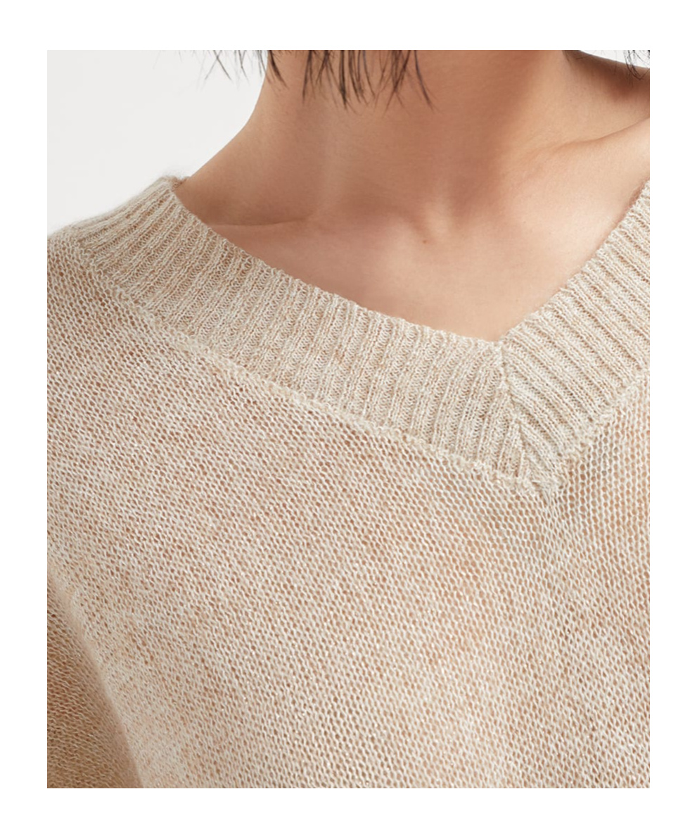 Brunello Cucinelli V-neck Jumper In Nude