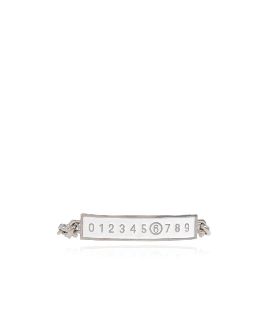 Mm6 Maison Margiela Enamel-logo Bracelet In Yellow