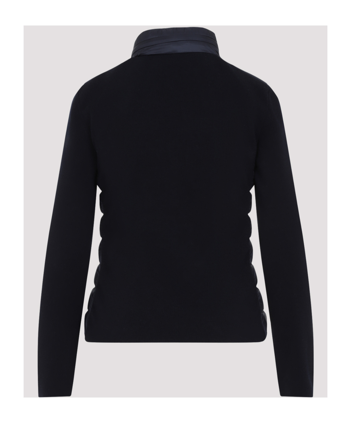 Moncler Black Wool Blend Tricot Jacket In Blue