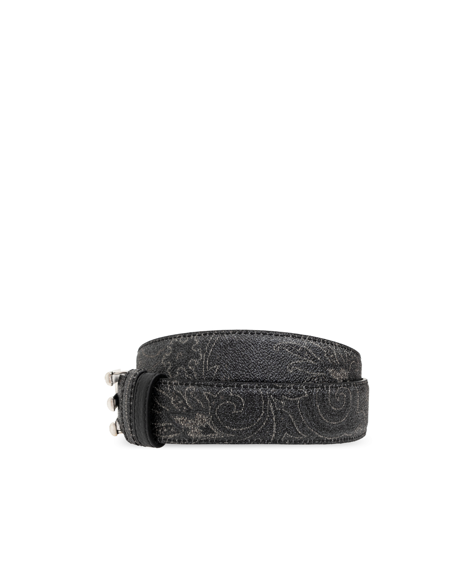 Etro Logo Buckled Paisley Print Reversible Belt In Black