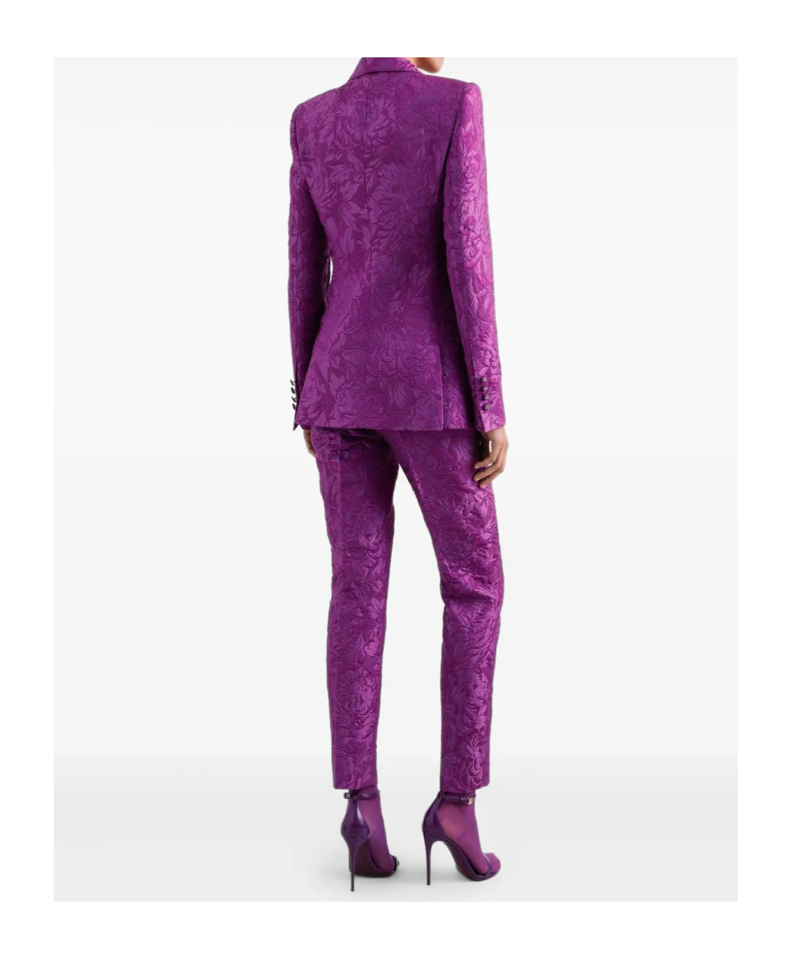 Dolce & Gabbana Floral-brocade Tailored Trousers In Purple