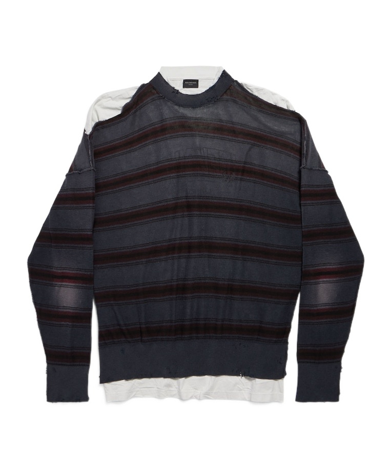 Balenciaga Men's Layered Sweater In Black/multicolor In Multi