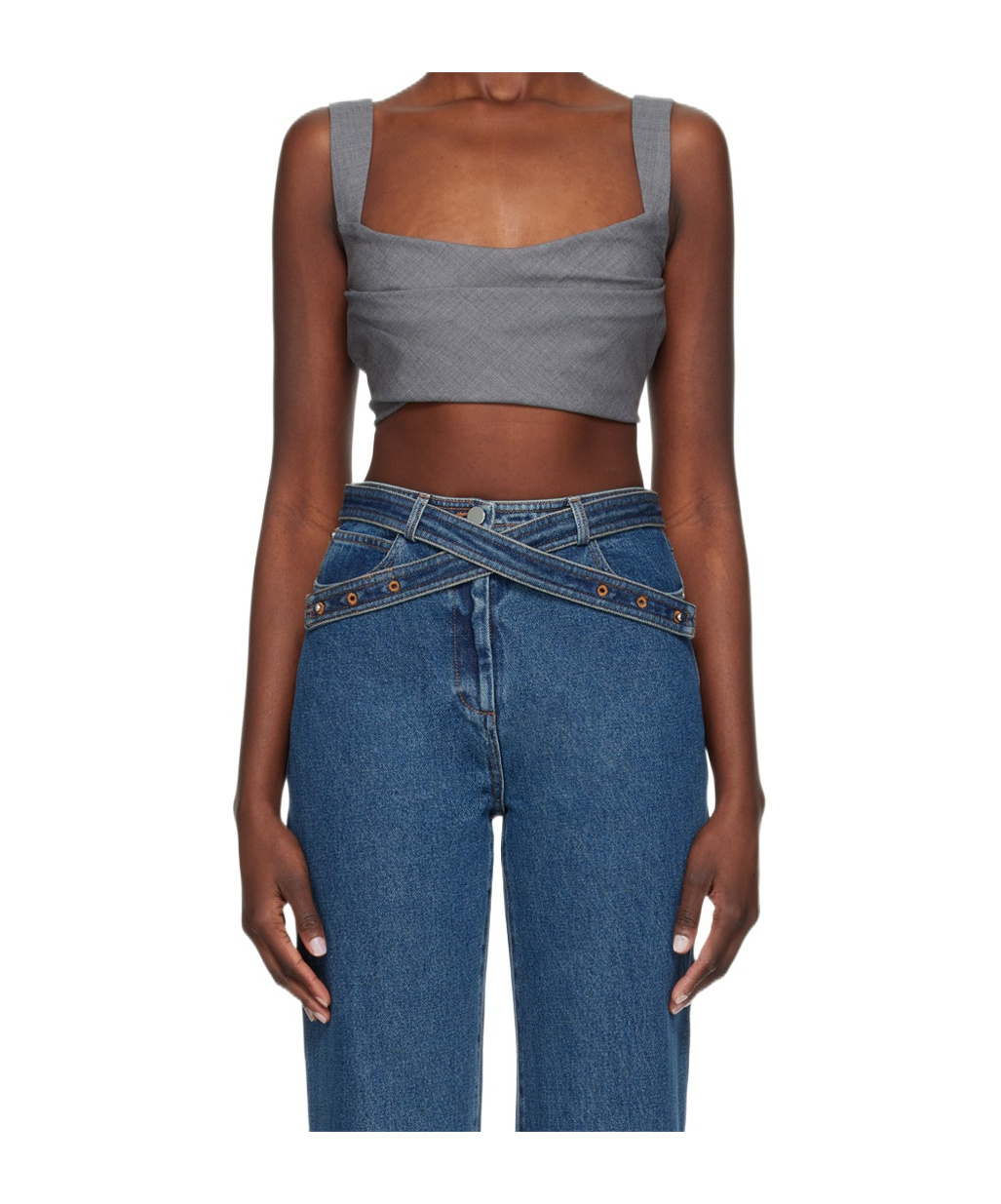 Paris Georgia Pleated Vest In Gray