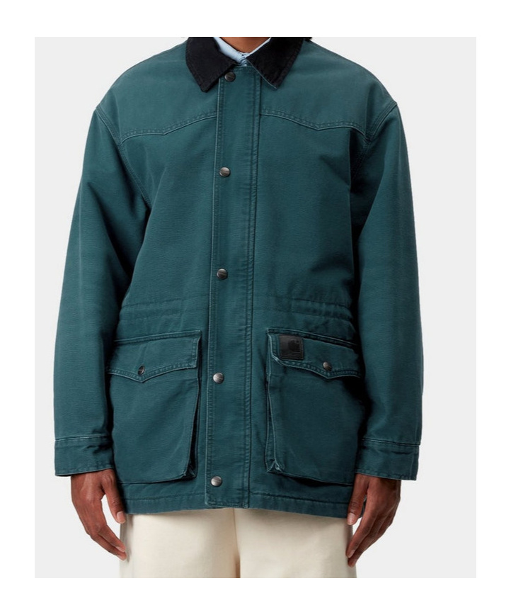 Carhartt Og Santa Fe Coat In Deep Lagoon/black