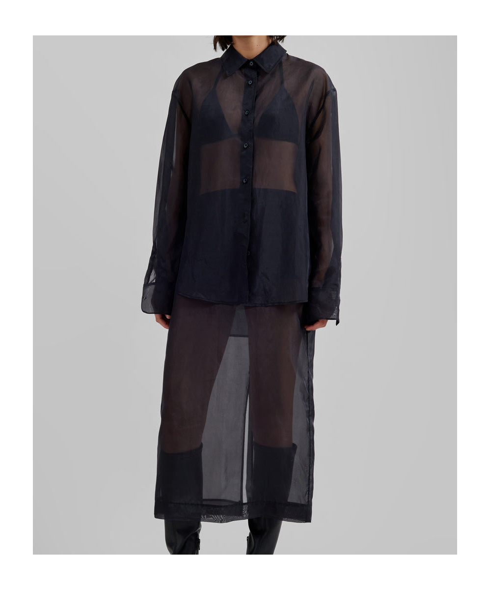THE FRANKIE SHOP PERI SHEER SHIRT - BLACK