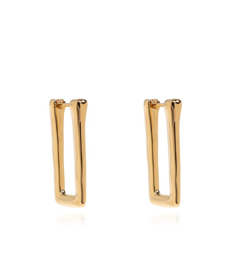 Jil Sander Rectangular Hoop Earrings In Yellow