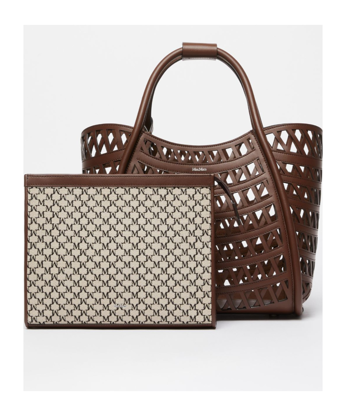 Max Mara Marine S Weave Bag In Dark Brown
