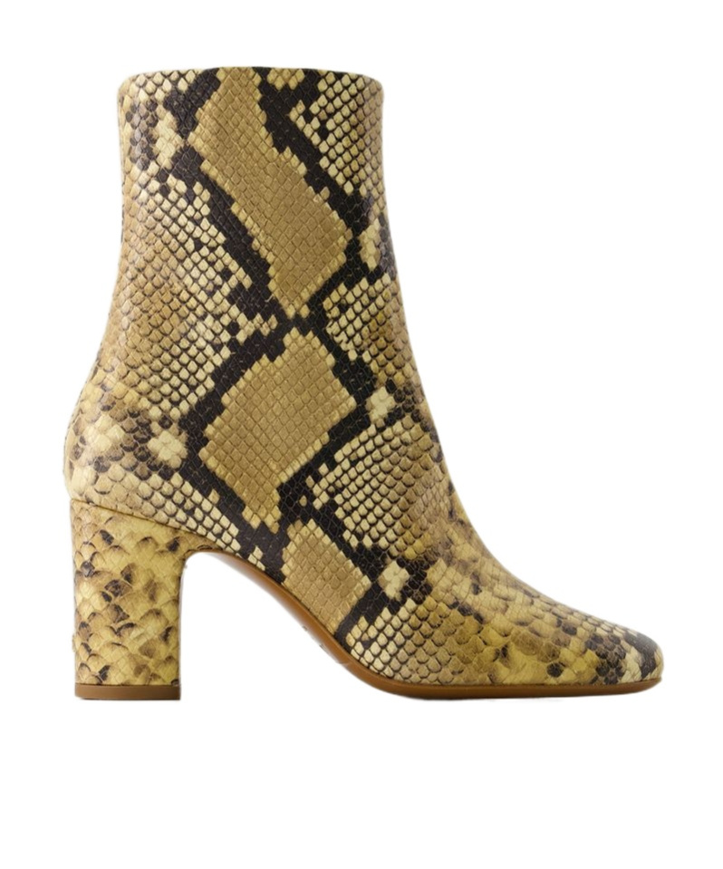 Rouje Celeste Ankle Boots - Leather - Natural Python In Green